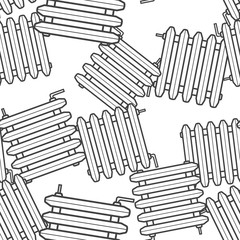 Vector icon of radiator, battery for room heating seamless pattern on a white background.