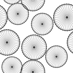 Vector wheel icon. Wheel seamless pattern on a white background.