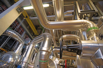 Industrial Steel pipelines, valves, cables and walkways