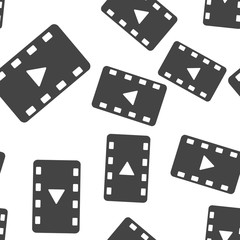 Video play icon. Vector illustration play video seamless pattern on a white background.