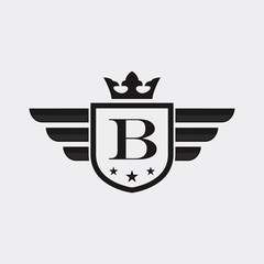 B initial Shield Wing logo vector