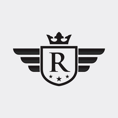 R initial Shield Wing logo vector