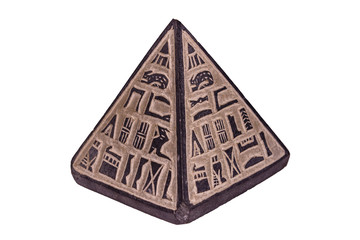 Souvenir egyptian pyramid isolated on a white background