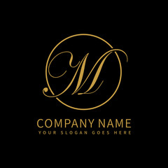 Obraz premium M script initial luxury Logo design Vector