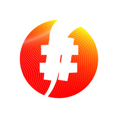 Obraz premium orange font badge art gradient shadow numbers ampersand round design letters lines reflect