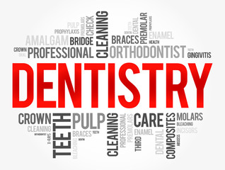 Dentistry word cloud collage, health concept background