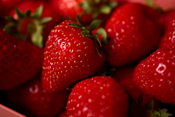 Close up of fresh red juicy strawberries