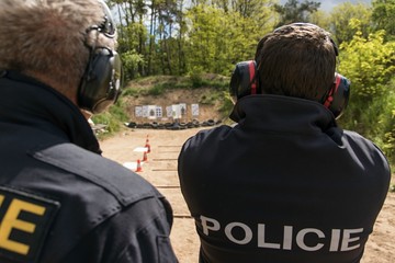 Police shooting practice at a shooting range