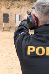 Police shooting practice at a shooting range