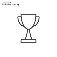 Trophy cup line vector icon. Editable stroke. 