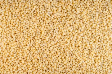 Dry and raw yellow millet groats.