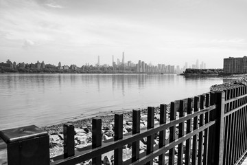 Obraz premium Abstract modern city skyline. New York City skyline view from New Jersey side. Minimal abstract architecture design and detail.
