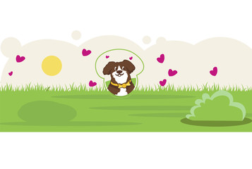 Obraz premium happy dog ​​in the park