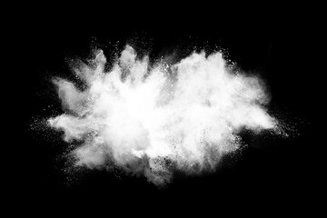 White powder explosion on black background. 