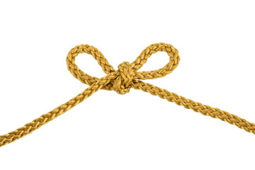 Twine rope or Jute Rope with bow Knot isolated on White Background