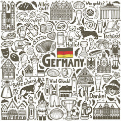 German Symbols Composition in Hand Drawn Style