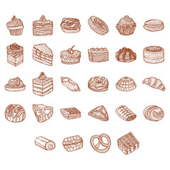 Bakery Doodles Set in Hand Drawn Style