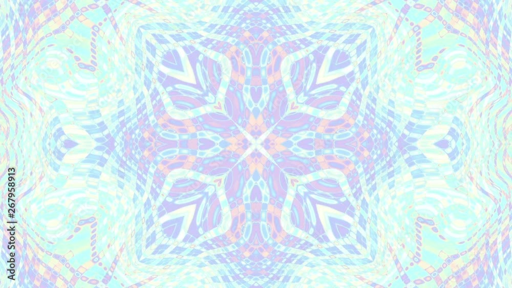 Poster Distortion of a retro ornamental pattern. Psychedelic animated background. Transform abstract curved shapes. Looping footage.