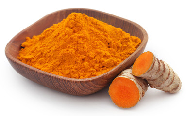 Raw turmeric with powder