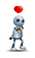 Obraz na płótnie Canvas little robot walking in love feeling