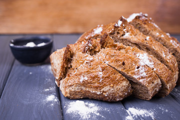 fresh bread with flour