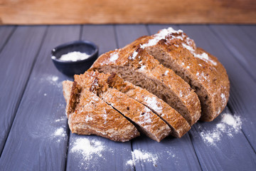 fresh bread with flour
