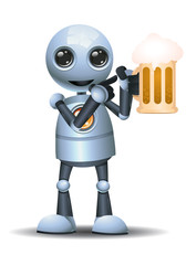 little robot hold a glass of beer