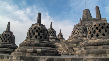 Borobudur, or Barabudur, world's largest Buddhist temple and a UNESCO World Heritage Site. A...