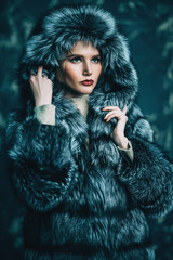 fur coat with hood