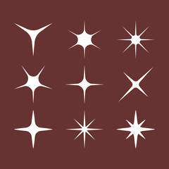 Sparkle, star icon set. Vector illustration, flat design.