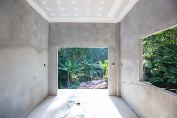 Interior modern house building floor ceiling wall construction