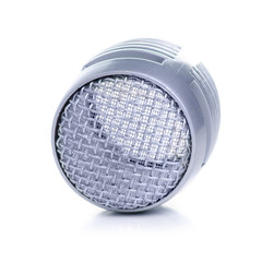 Close up microphone head on white background isolation