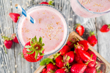 Strawberry smoothie or milkshake