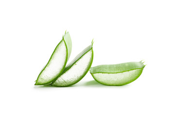 Aloe vera slices isolated on white background. Herbal medicine