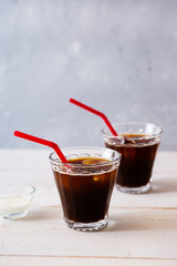 2 glasses of iced coffee