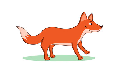 Tricky fox flat cartoon character. Forest animal personage, isolated on white