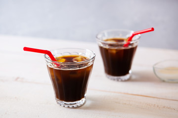 2 glasses of iced coffee
