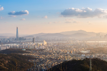 Fototapeta na wymiar seoul city, skyline and skyscraper, south korea.