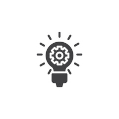 Idea lamp with gear vector icon. filled flat sign for mobile concept and web design. Creative think glyph icon. Symbol, logo illustration. Pixel perfect vector graphics