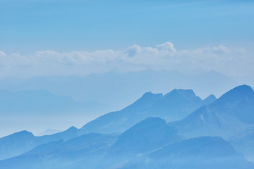 View from Säntis into the surrounding mountain landscape