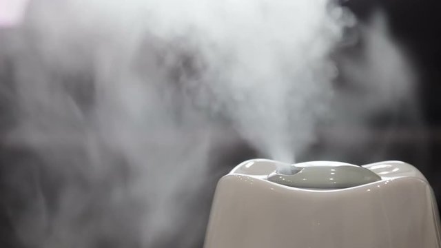 electric humidifier works in the room and produces a steam jet