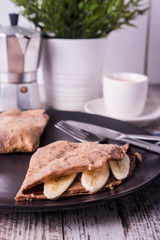 Crepes de Avena con Chocolate y Banana