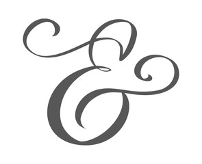 Custom decorative ampersand isolated on white. Hand written calligraphy, vector illustration. Great for wedding invitations, cards, banners, photo overlays - obrazy, fototapety, plakaty