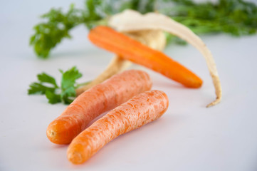 Root vegetables. Carrots and parsley