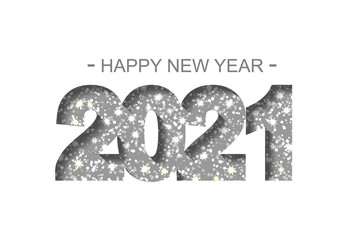 Happy New Year 2021 - greeting card, flyer, invitation - vector