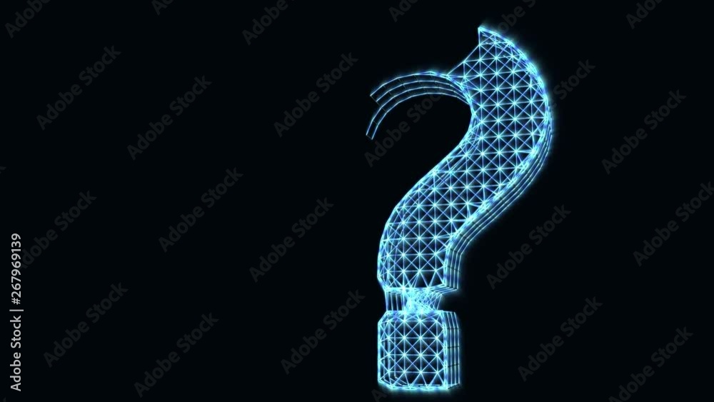 Wall mural the appearance of a question mark. icon digital internet problems. animation of abstract idea. glowi