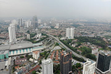 Aerial view Johor Bahru city, southern part of Malaysia