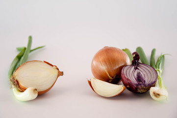 Some onions assorted isolate on a white