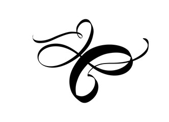 Vector floral calligraphy element flourish. Hand drawn divider for page decoration and frame design illustration swirl ornament. Decorative silhouette for wedding cards and invitations