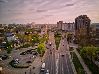 Aerial drone view of kishinev city